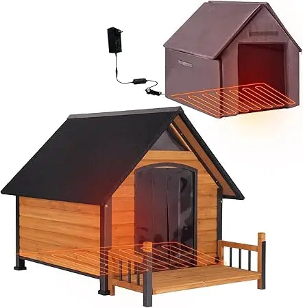 Heated Dog House Outdoor 50.9" Large Dog Kennel with Metal Frame Insulated Indoor Dog Cage for Small Medium Large Dogs with Hea