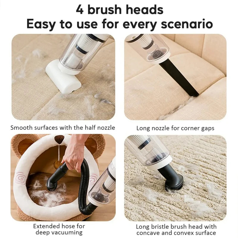 Pet Electric Cleaner Cat Hair Cleaning Vacuum Cordless 12000Pa Suction Portable For Dog Hair Carpet Remove Hand-held Cleaning