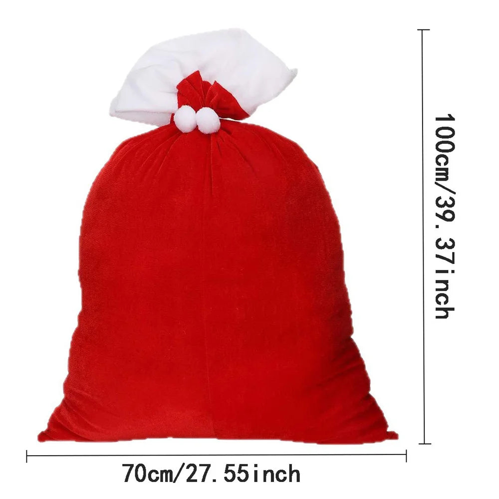 1Pcs Extra Large Santa Gift Sack Christmas Santa Gift Sack Santa Velvet Sack with Drawstring Merry Christmas Present Bag