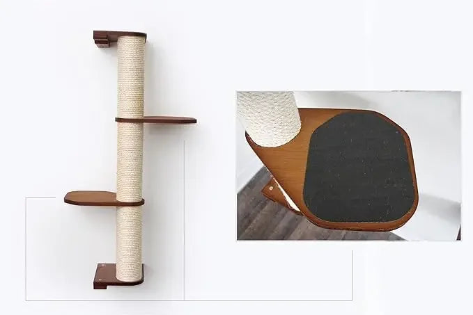 Cat Scratching Post –3-Tier Cat Wall Scratcher w/Cat Shelves -Bamboo and Sisal Cat Scratcher Post – Durable Cat Scratching Posts
