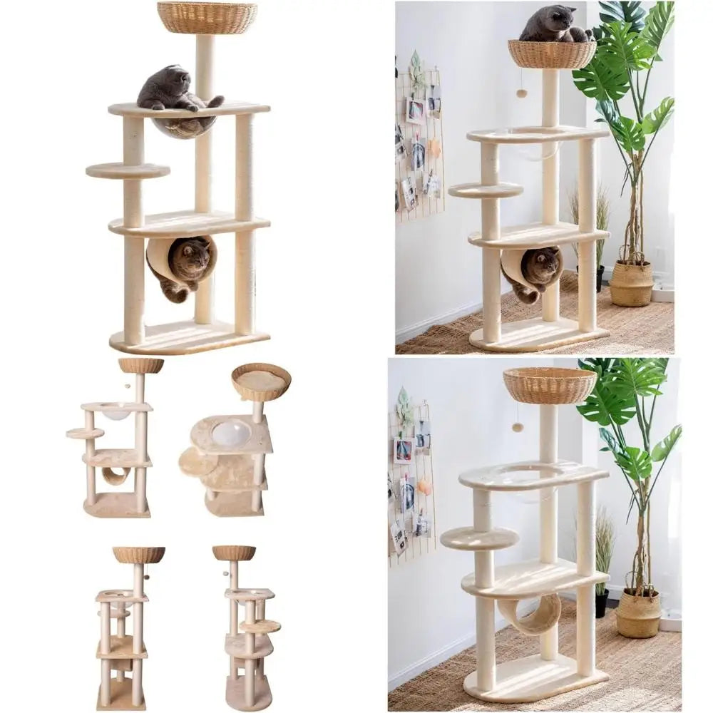Heavy-Duty Indoor Cat Tree for Large Cats up to 20 Lbs, Climbing Frame with Space Capsule Design for Feline Play and Rest