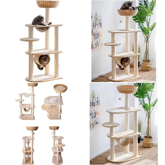 Heavy-Duty Indoor Cat Tree for Large Cats up to 20 Lbs, Climbing Frame with Space Capsule Design for Feline Play and Rest