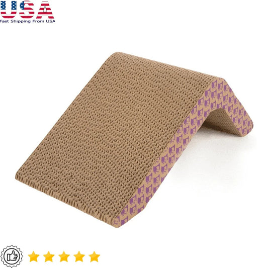 Angled Corrugated Cat Scratcher with Catnip Infusion Healthy Claws Sustainable Material Indoor Use Redirects Scratching Behavior