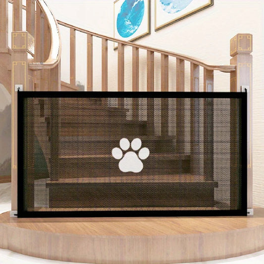 Dog Gate for Stairs - Pet House Screen Door with 4 Hooks, Indoor Safety Fence Barrier, Stairway Pet Gate for Dogs Cats