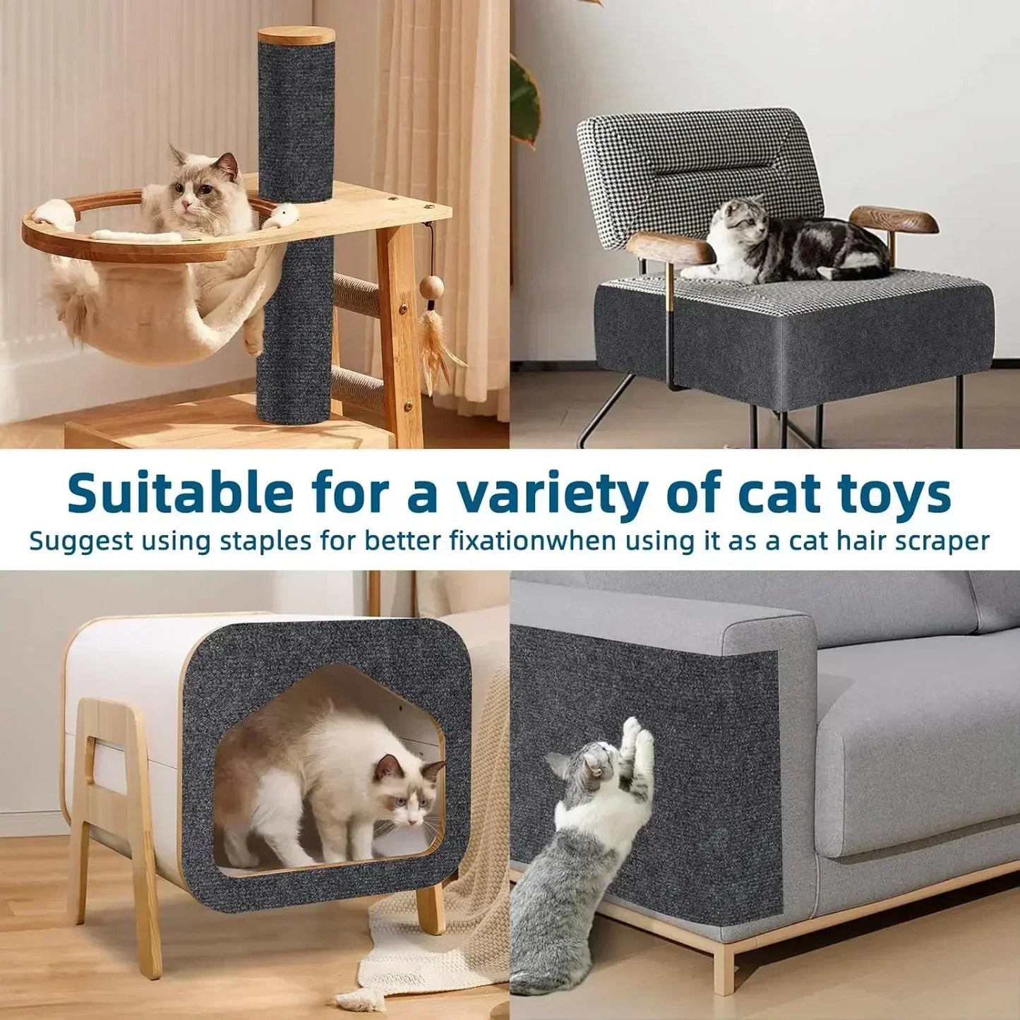Self-Adhesive Cat Scratching Mat Trimmable Cat Carpet Cat Scratching Post Carpet Prevent Cat Scratch Furniture Protector Cat Toy