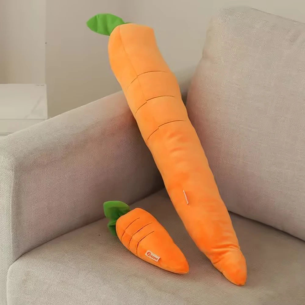 Durable Plush Carrot Dog Chew Toy with Squeaker Sound - Interactive Vegetable Pet Toys for Small Medium Large Dogs Accessories