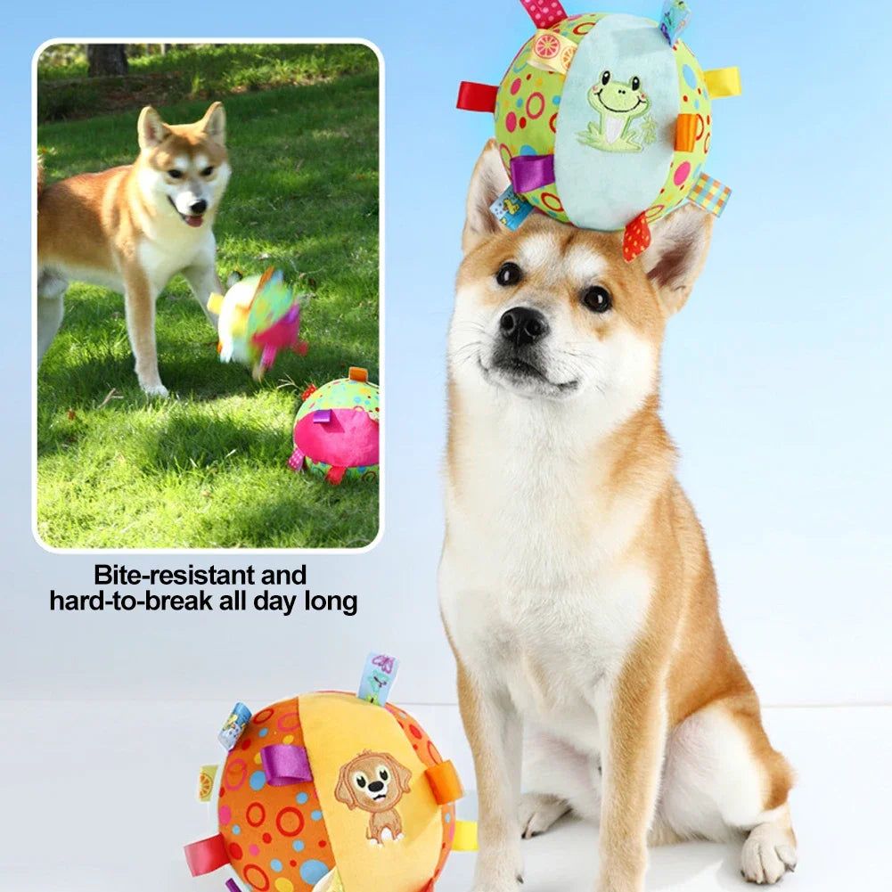 Interactive Ball Dog Toy for Aggressive Chewers Training Decompress Bite Resistant Plush Handle Dog Toys with Bells Pet Supplies