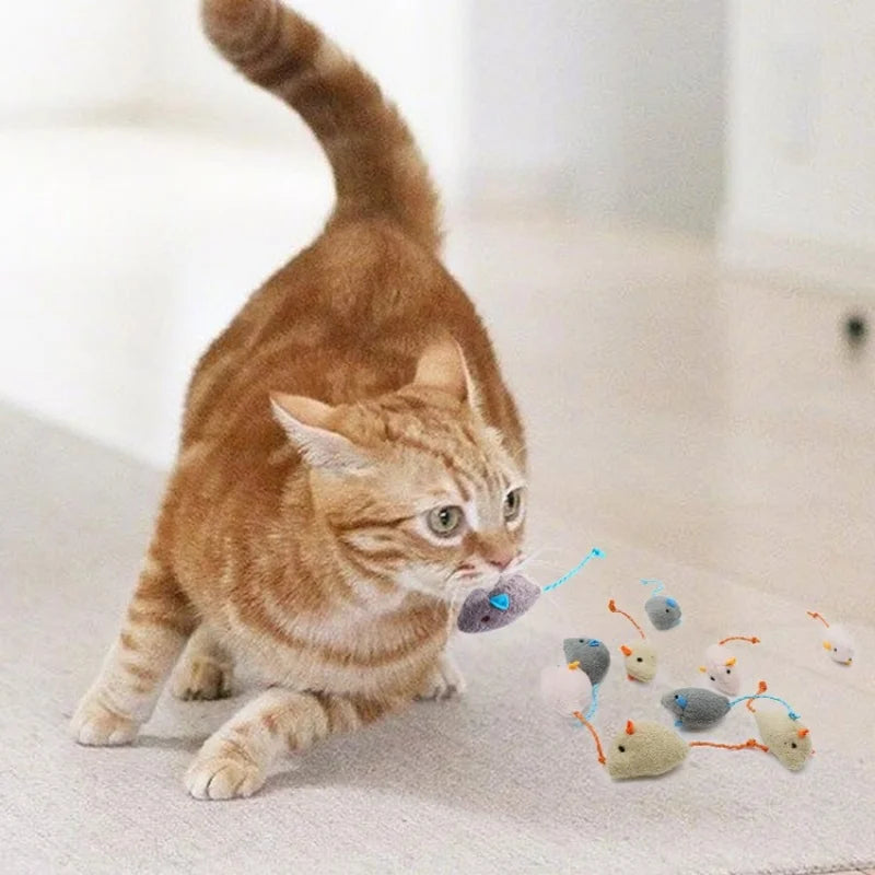 3/200pcs Rattle Cat Mouse Toys Also Prefilled Catnip Faux Fur Cat Mice Toys Interactive Cat Game Catnip Toys for Indoor Cats Toy