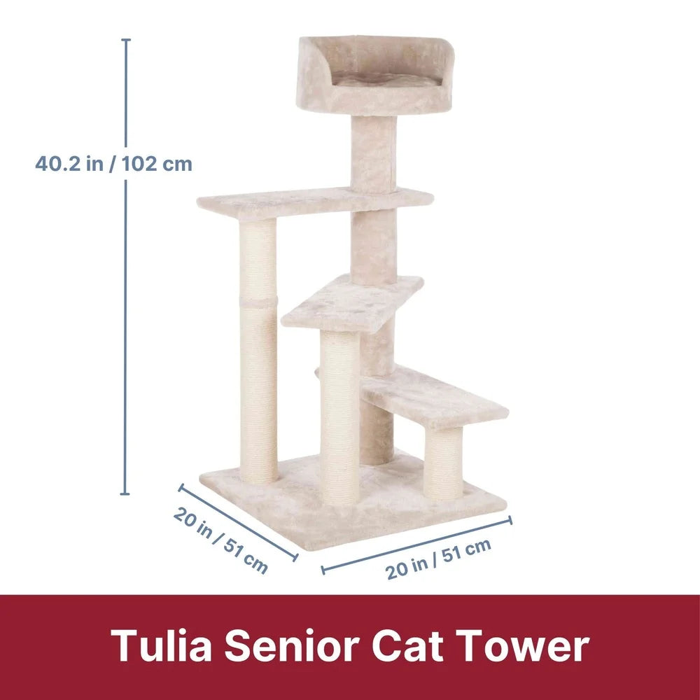 4-Level 40.2" Cat Tree with Plush Bed and Jute Scratching Posts Cats Cozy Retreat and Climbing Furniture