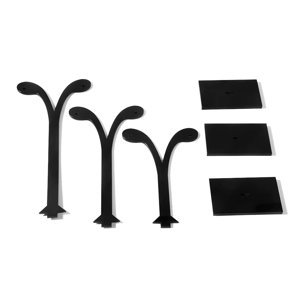 3pcs/set Earrings Display Rack Leaf Pattern Organic Glass Earring Holder Black Jewelry Rack Display Stand for Necklaces Bracelet