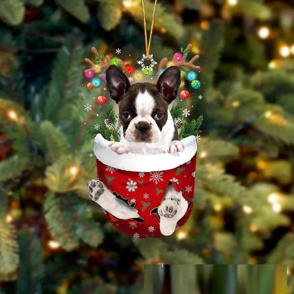 Christmas Cute Puppy Dog Shell Hanging Pendants Xmas Tree Drop Ornament Merry Chriatma Home Decor Happy New Year 2024