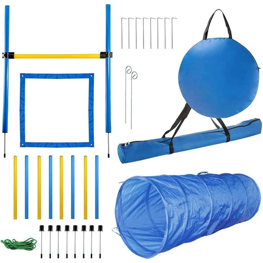 PAWISE Dog Agility Training Equipment,Dog Obstacle Course Kit for Training, Jumping Hurdle Pet Agility Tunnel