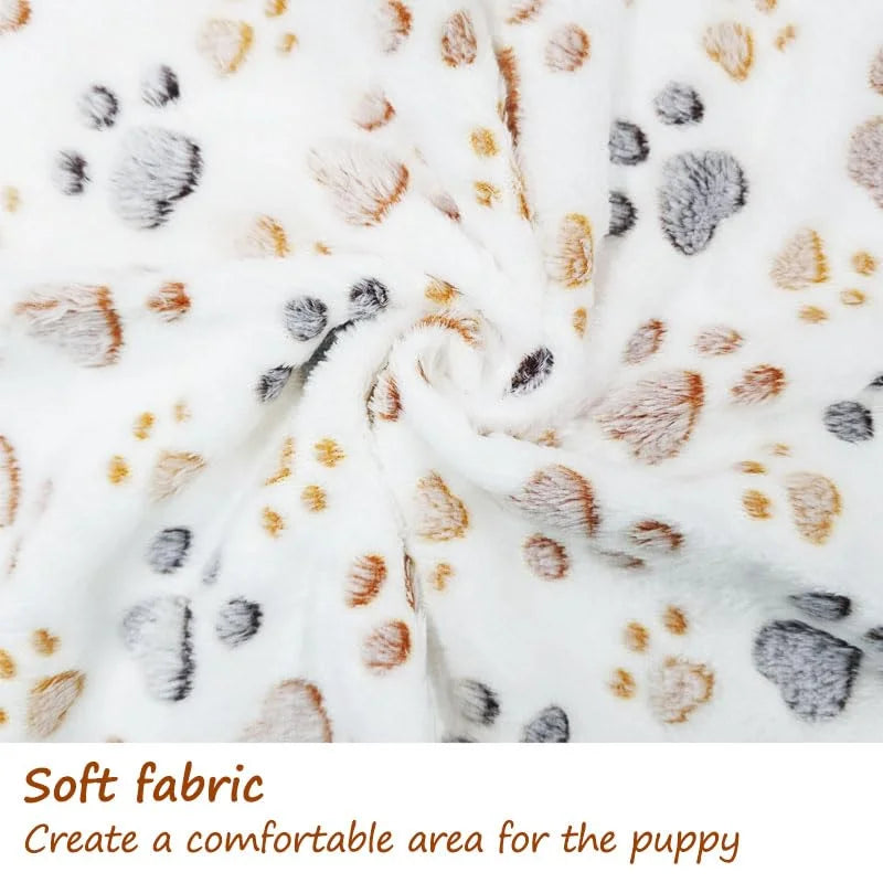 Cute Flannel Pet Blanket Cartoon Dog Paw Print Blanket Pet Mat for Cats and Dogs Warm and Comfortable Blanket for Puppy Kitten