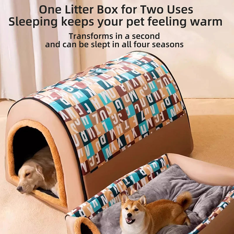 2024 New Dog Kennel Winter Warm Large Dog Oversized Dog House House Closed Winter Removable Golden Pet Four Seasons Use