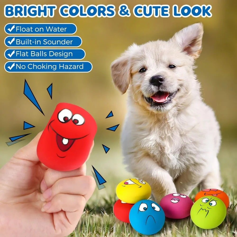 Jenaai 24 Pieces Funny Face Squeaky Dog Toys Latex Soft Toys Emoticon Dog Squeaky Ball Interactive Balls Fetch Play Toy for Smal