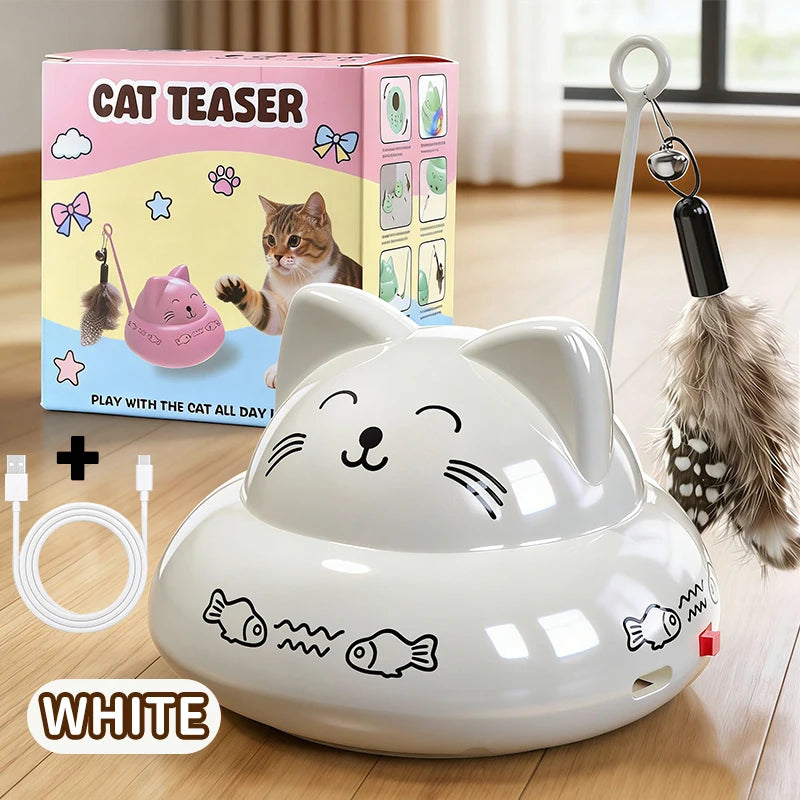 Dynamic Music Interactive Cat Toy Car, 360° Rotating Automatic Cat Toy Ball with Colorful Slow-Flash LED Lights, Pet Toy