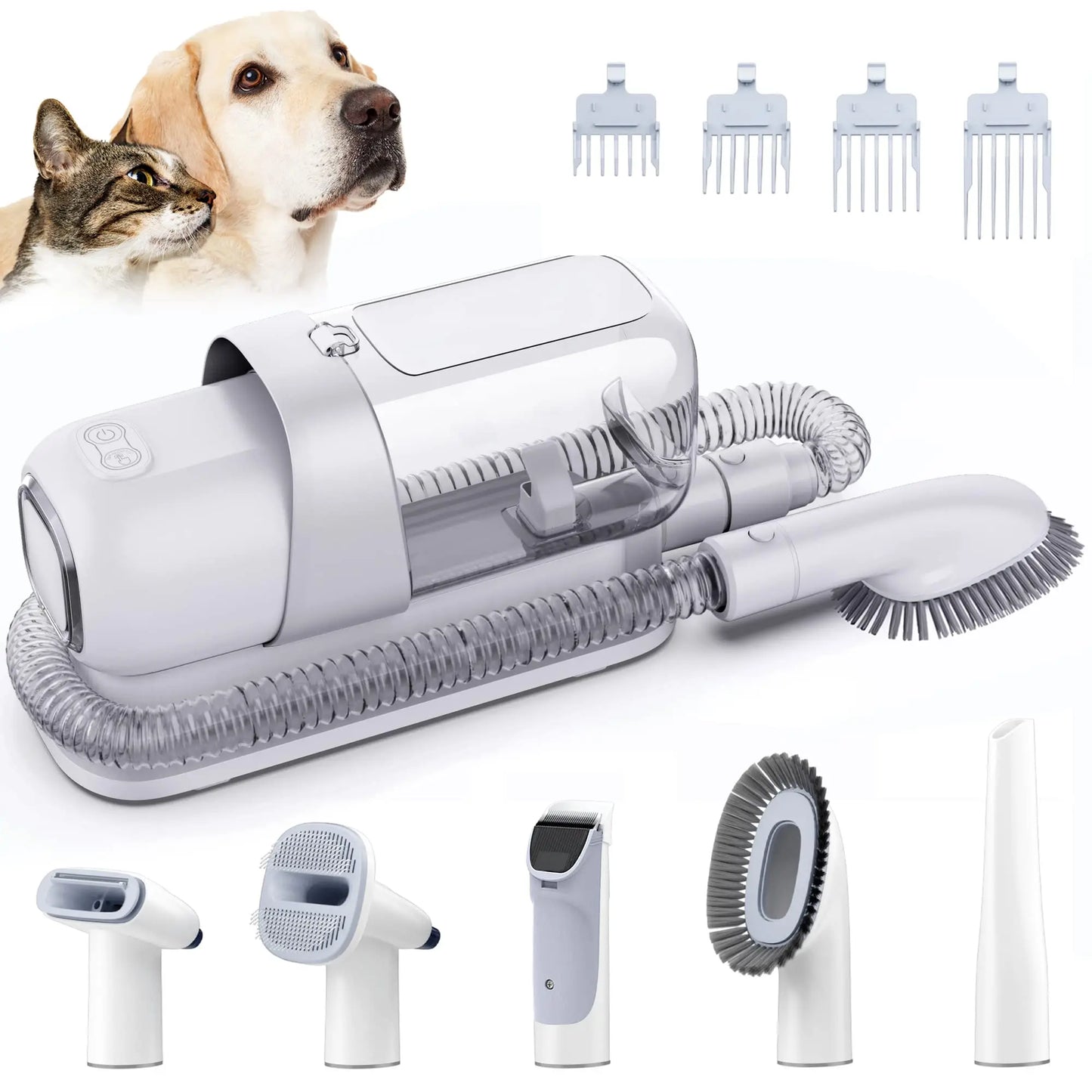 5 in 1 Powerful Suction Electric Pet Grooming Set Cat Dog Hair Brushes Trimmer Remover Cleaner Vacuum