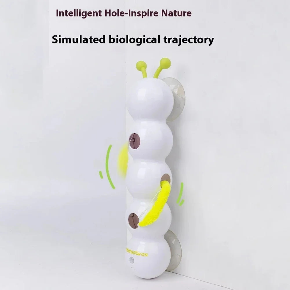 Intelligent Interactive Cat Toy Motion Activated Wack A Worm Post Toy With Tail Automatic Emerging from The Hole Teasing Cat Toy