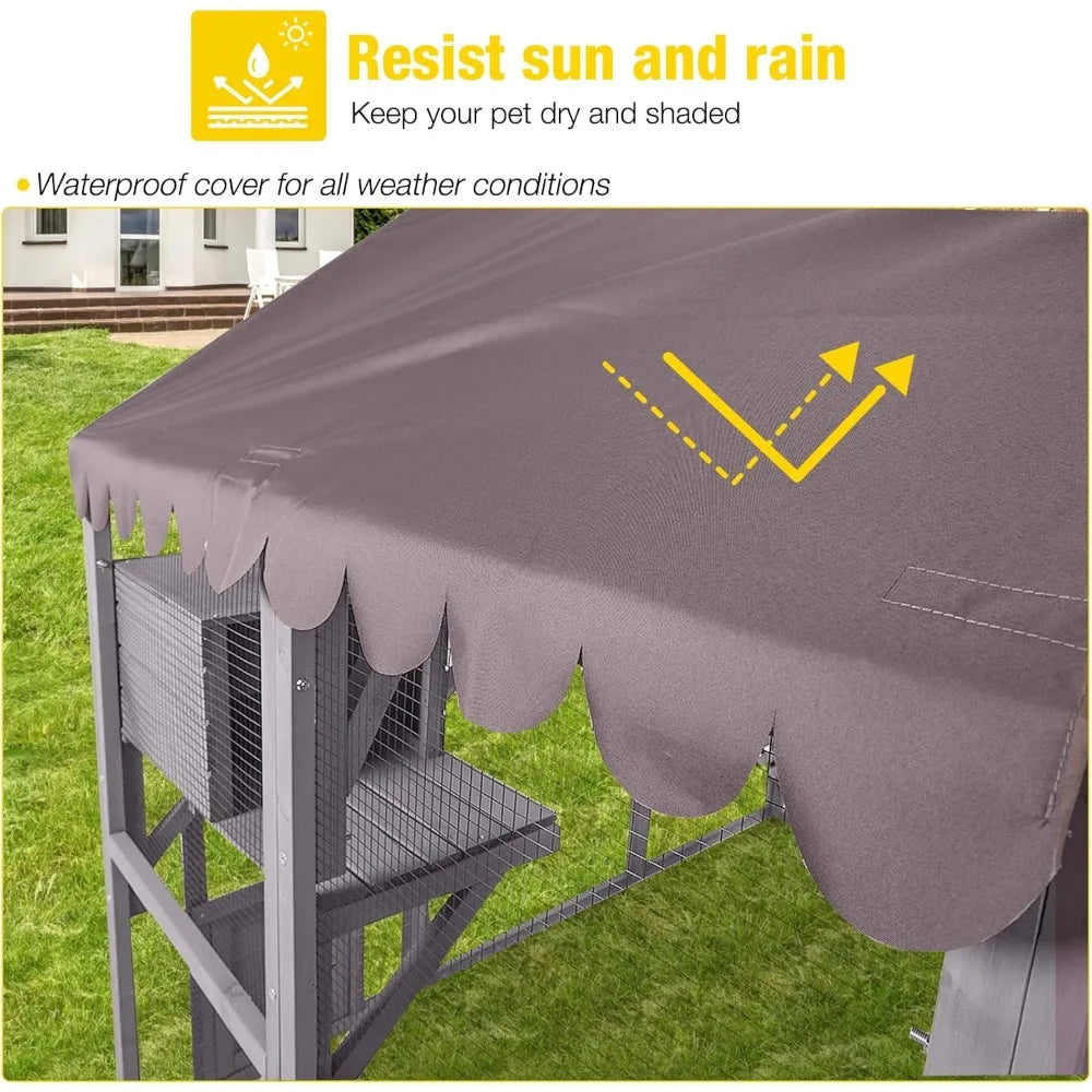 Catio Outdoor Cat Enclosure Large Cat Run with Bridges, Walks, Small Houses, Roof Cover 28.27 ft²