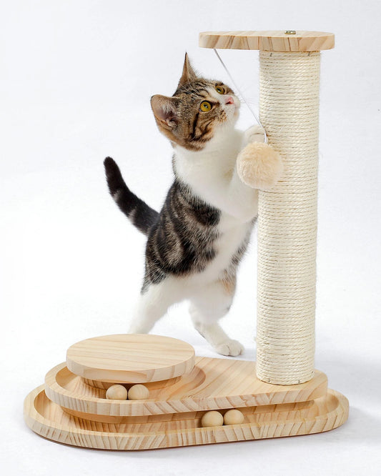 Scratching Post Self Groomer Indoor Cats Cloud Soft Perch Rest 17.5" Tall Natural Sisal Scratcher Cat Grooming Interactive