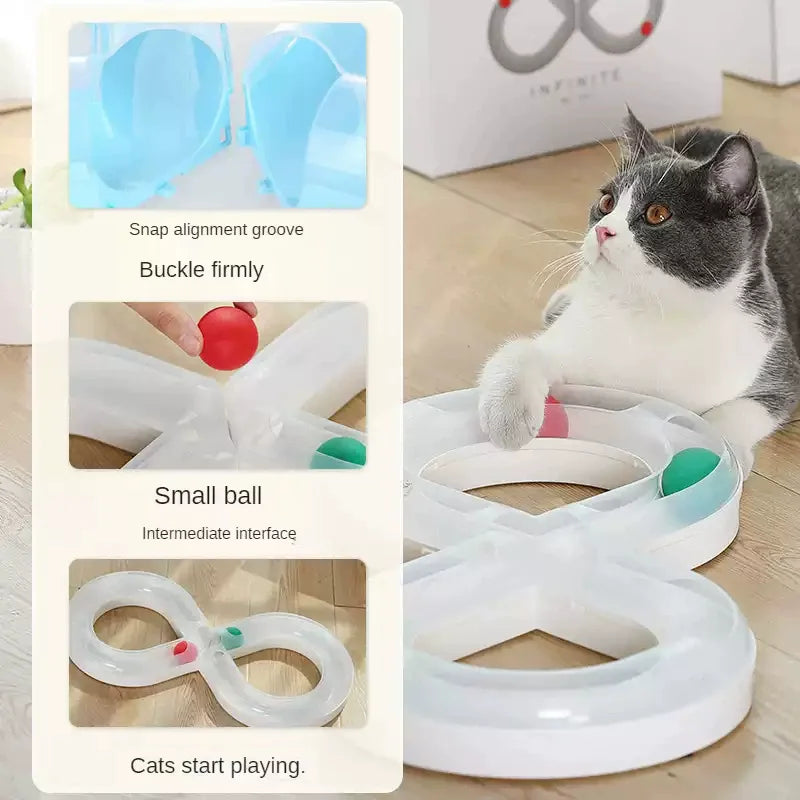 Cat Toys For Indoor Cats Interactive Cat Turntable Track Ball Self Entertaining Kitten Self Pleasure Toy Pet Orbital Ball Toys