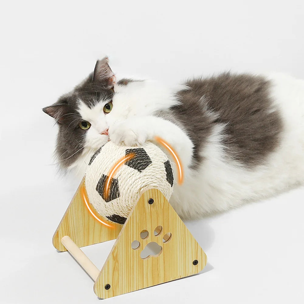 Sisal Ball Cat Scratcher - Vertical Football-Shaped Cat Tree, Durable Claw Grinder, Non-Shedding Self-Play