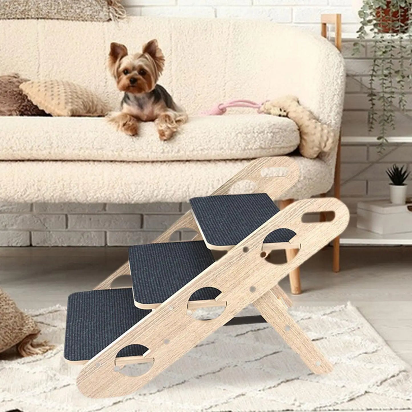 Wood Dog Stairs Foldable High Bed Climbing Non Slip Comfortable Pet Steps Indoor for Indoor Use Cats Sofa Puppy Small Pets