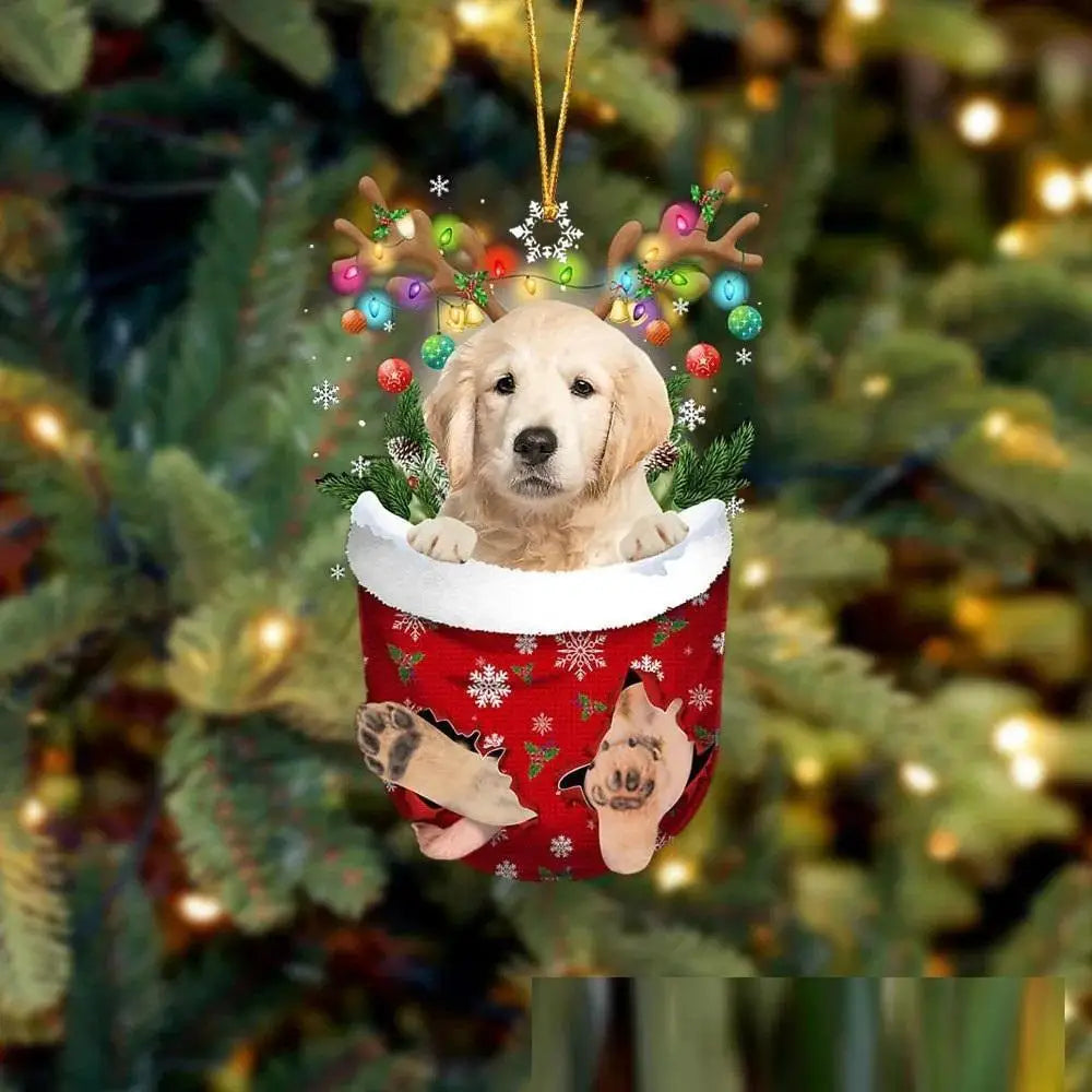 Christmas Cute Puppy Dog Shell Hanging Pendants Xmas Tree Drop Ornament Merry Chriatma Home Decor Happy New Year 2024