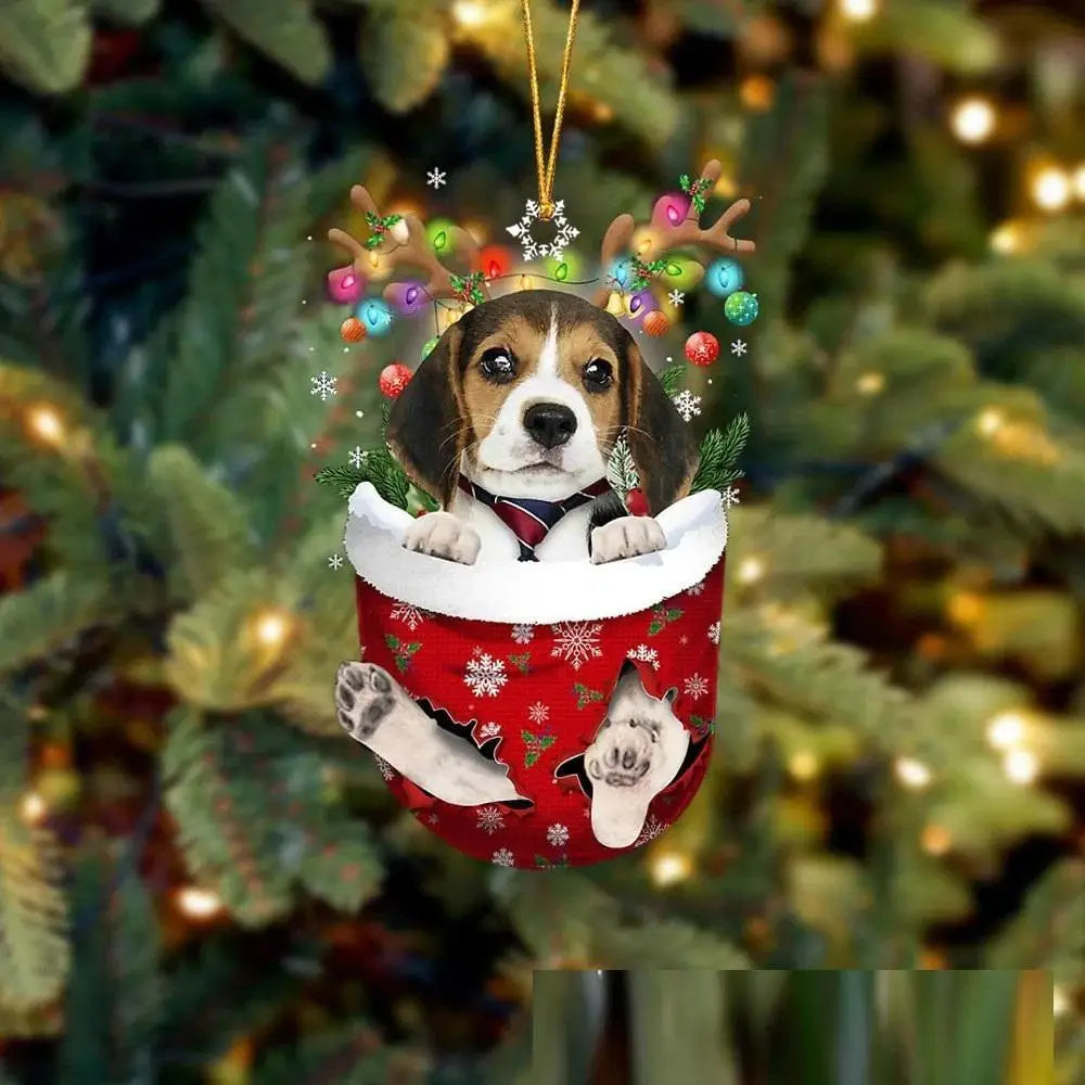 Christmas Cute Puppy Dog Shell Hanging Pendants Xmas Tree Drop Ornament Merry Chriatma Home Decor Happy New Year 2024