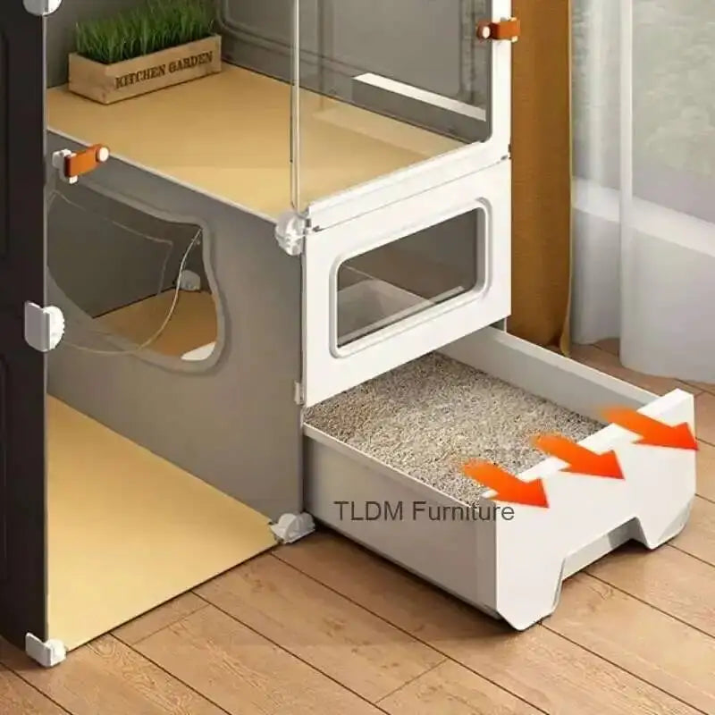 Luxury Cat Cage Cats Litter Box Integrated Cat House Modern Minimalist Large Free Space Household Indoor Cages for Cats