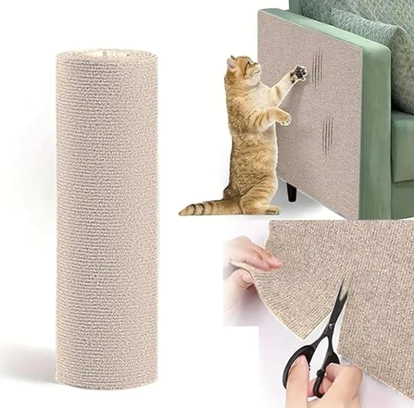 100/200/300cm Cat Scratcher Sofa Protector Pad Board Protection Trimmable Self-adhesive Carpet Corner Wall DIY Cat Scratch Mat
