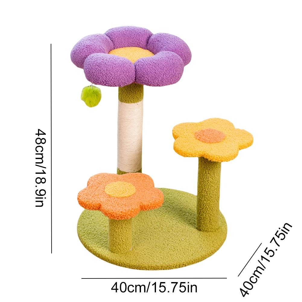 Flower Cat Tree Tower Cat Climbing Frame Sisal Wrapped Small Cat Tower Multi-Function Interactive Cat Tower 3 Layer Pet Supplies