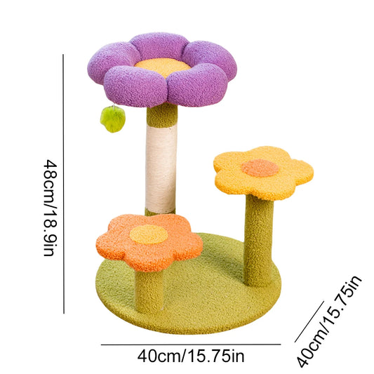 Flower Cat Tree Tower Cat Climbing Frame Sisal Wrapped Small Cat Tower Multi-Function Interactive Cat Tower 3 Layer Pet Supplies