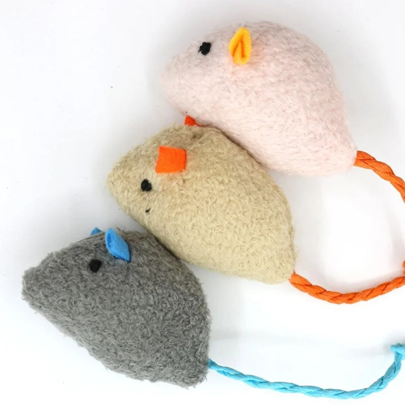 3/200pcs Rattle Cat Mouse Toys Also Prefilled Catnip Faux Fur Cat Mice Toys Interactive Cat Game Catnip Toys for Indoor Cats Toy