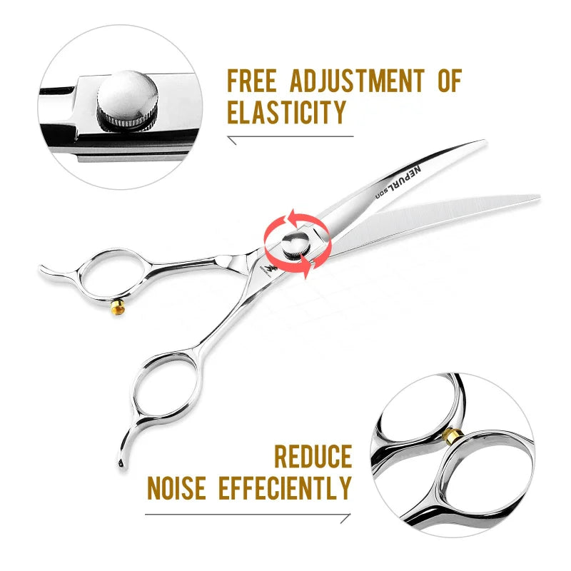 7.5 Inch Pet Scissors Professional High Quality For VG10 Pets Grooming Hair Shears Hairdressing Scissors Curved Scissors
