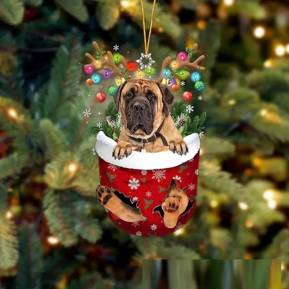 Christmas Cute Puppy Dog Shell Hanging Pendants Xmas Tree Drop Ornament Merry Chriatma Home Decor Happy New Year 2024
