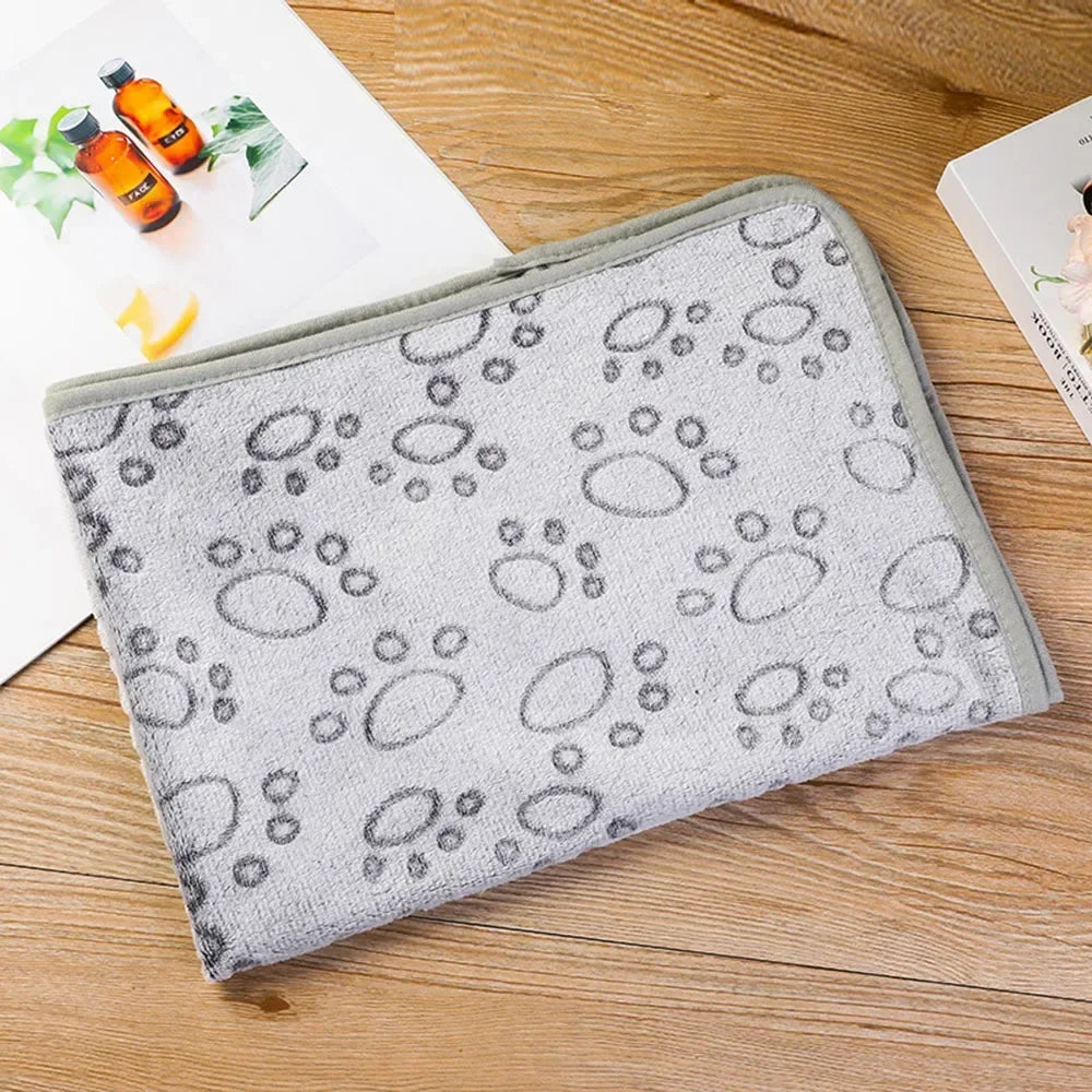 Dog Blanket Washable Fuzzy Soft Pet Mat Throw Cover for Kennel Crate Bed Cute Paw Pattern Puppy Cat Bed Blanket Mat Pet Blankets