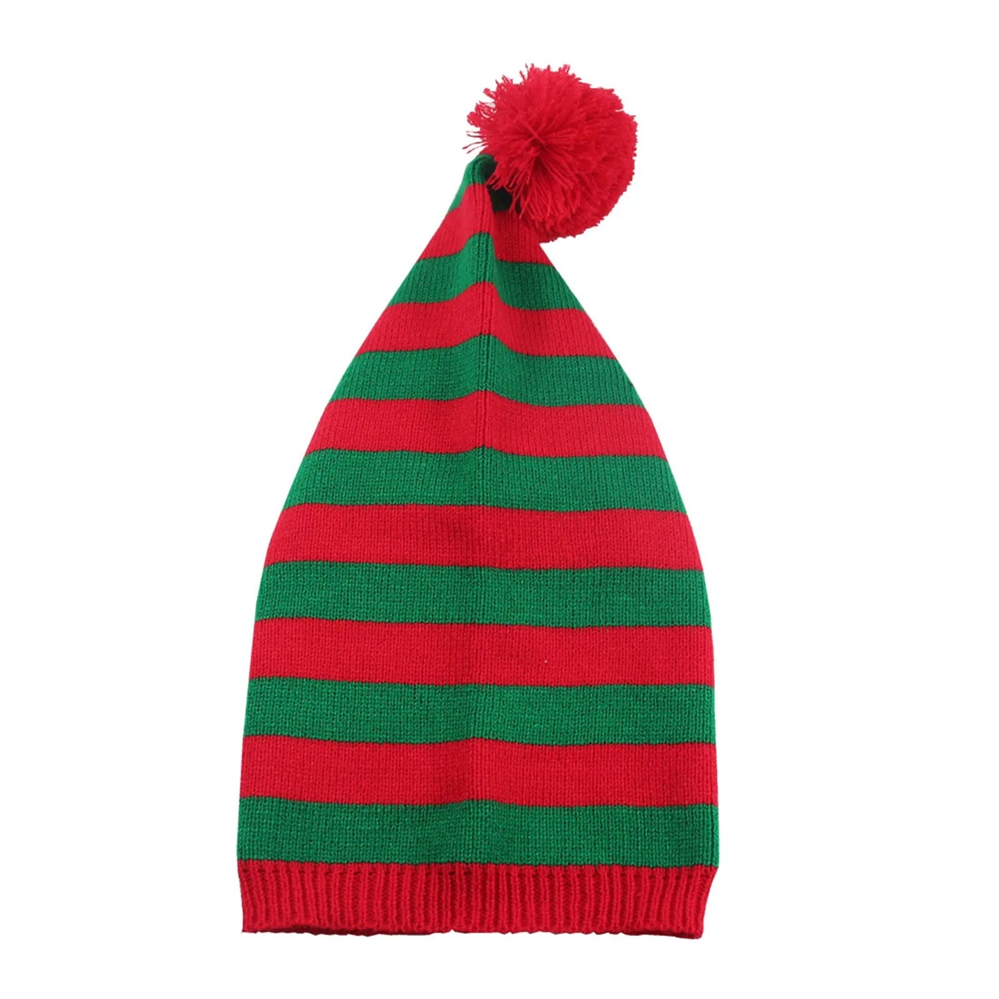 Adult Christmas Knitted Hat Elf Santa Beanies Santa Claus Red Green Striped Knitted Crochet Hat Merry Christmas Happy New Year