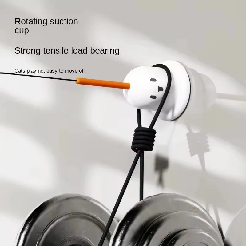 Cat Toy Teaser Rod with Suction Cup Self - entertaining Feather Pet Toy with Bell Long Pole Interactive and Bite - Resistant