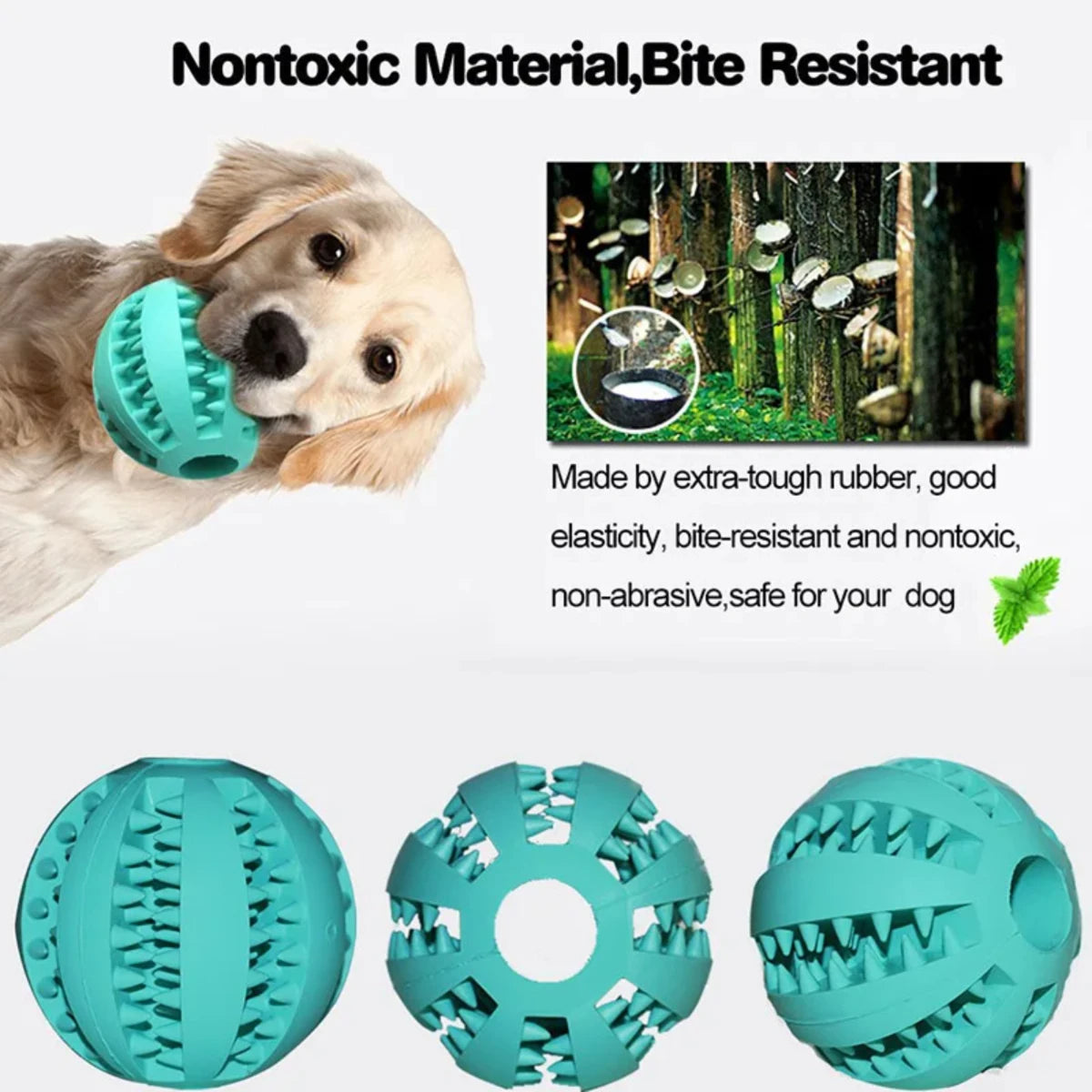 Natural Rubber Pet Dog Toys Dog Chew Toys Tooth Cleaning Treat Ball Extra-tough Interactive Elasticity Ball  Pet Accessories Dog