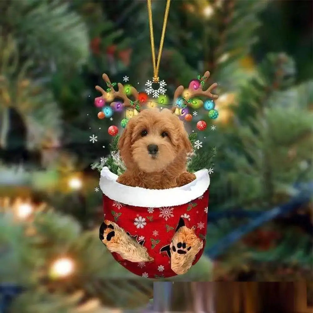 Christmas Cute Puppy Dog Shell Hanging Pendants Xmas Tree Drop Ornament Merry Chriatma Home Decor Happy New Year 2024