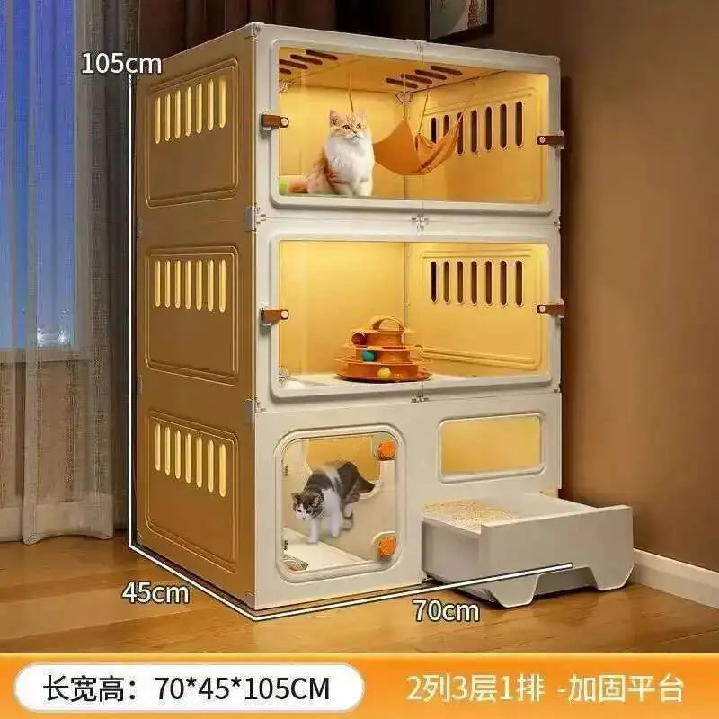 Luxury Cat Cage Cats Litter Box Integrated Cat House Modern Minimalist Large Free Space Household Indoor Cages for Cats