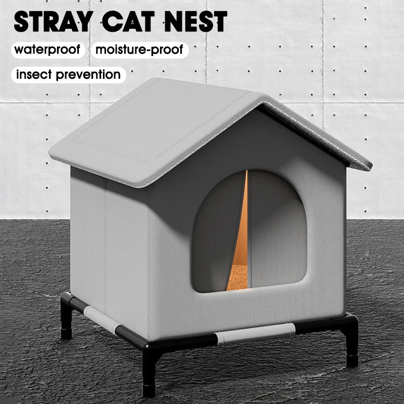 Outdoor Cat House New Weatherproof Outside Cat House Winter Warm Pet Cave Sleeping Beds for Small Dog Puppy Warm Shelter