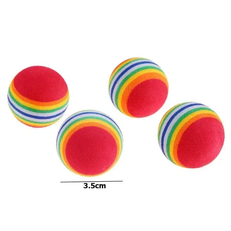 EVA Interactive Toy Ball Pet Cat Throwing Fun Rainbow Ball Chewing Rattle Scratching Foam Ball Dog Supplies Cat Toy