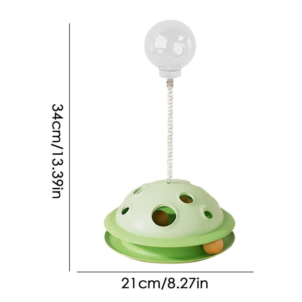 Cat Turntable Toy Interactive Dog Toy Slow Feeder Self-entertainment Food Leak Ball With Spring Rod For Kitten Playing