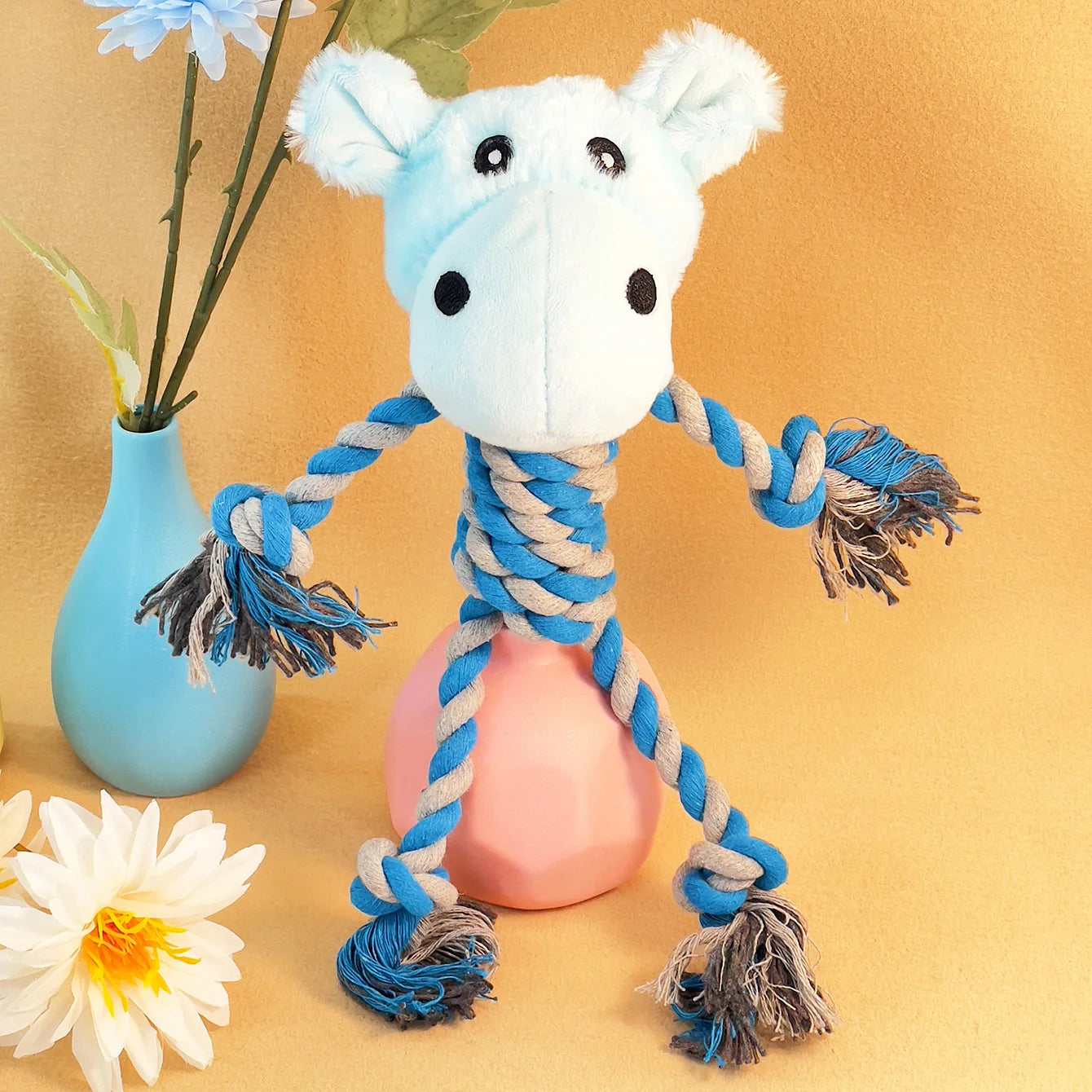 Cute Plush Dog Rope Toy Durable Chew & Squeaky Pet Toy for Aggressive Chewers, Fun Interactive Play for Puppies & Dogs