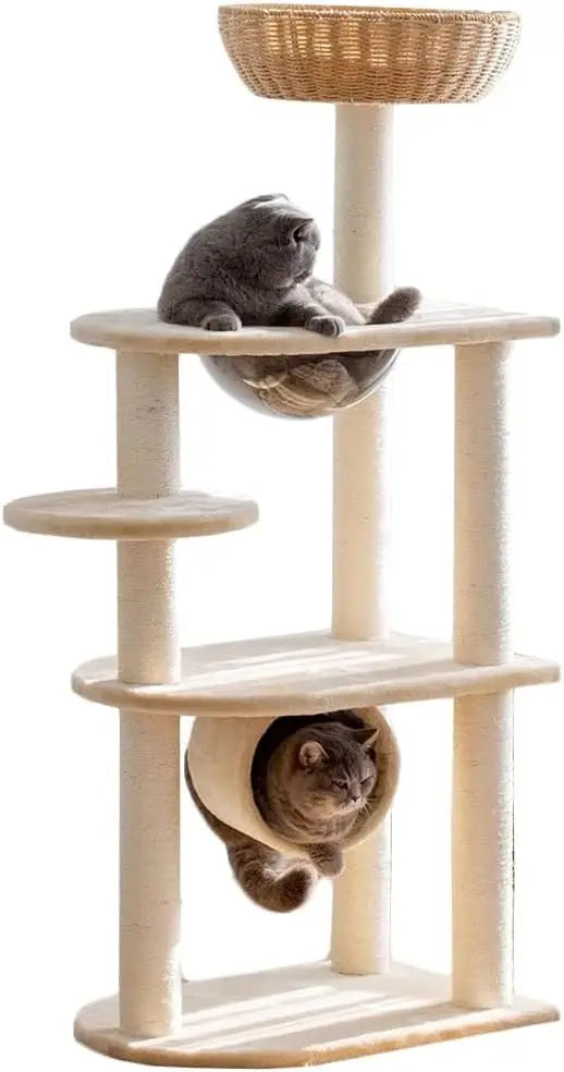 Heavy-Duty Indoor Cat Tree for Large Cats up to 20 Lbs, Climbing Frame with Space Capsule Design for Feline Play and Rest