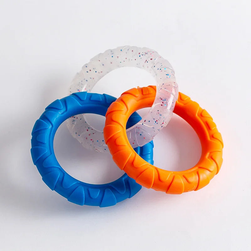 Durable Dog Chew Toy TPR Teeth Cleaning Pet Toys Interactive Bite Resistant 3 Colors Ring Dog Toy Pet Supplies Accessories Stuff