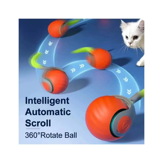 Automatic Cat Toys Ball Smart Cat Toys Two Speed Adjustment Speedy Tail Cat Toy with Replacement Tail Cat Interactive Ball Toys