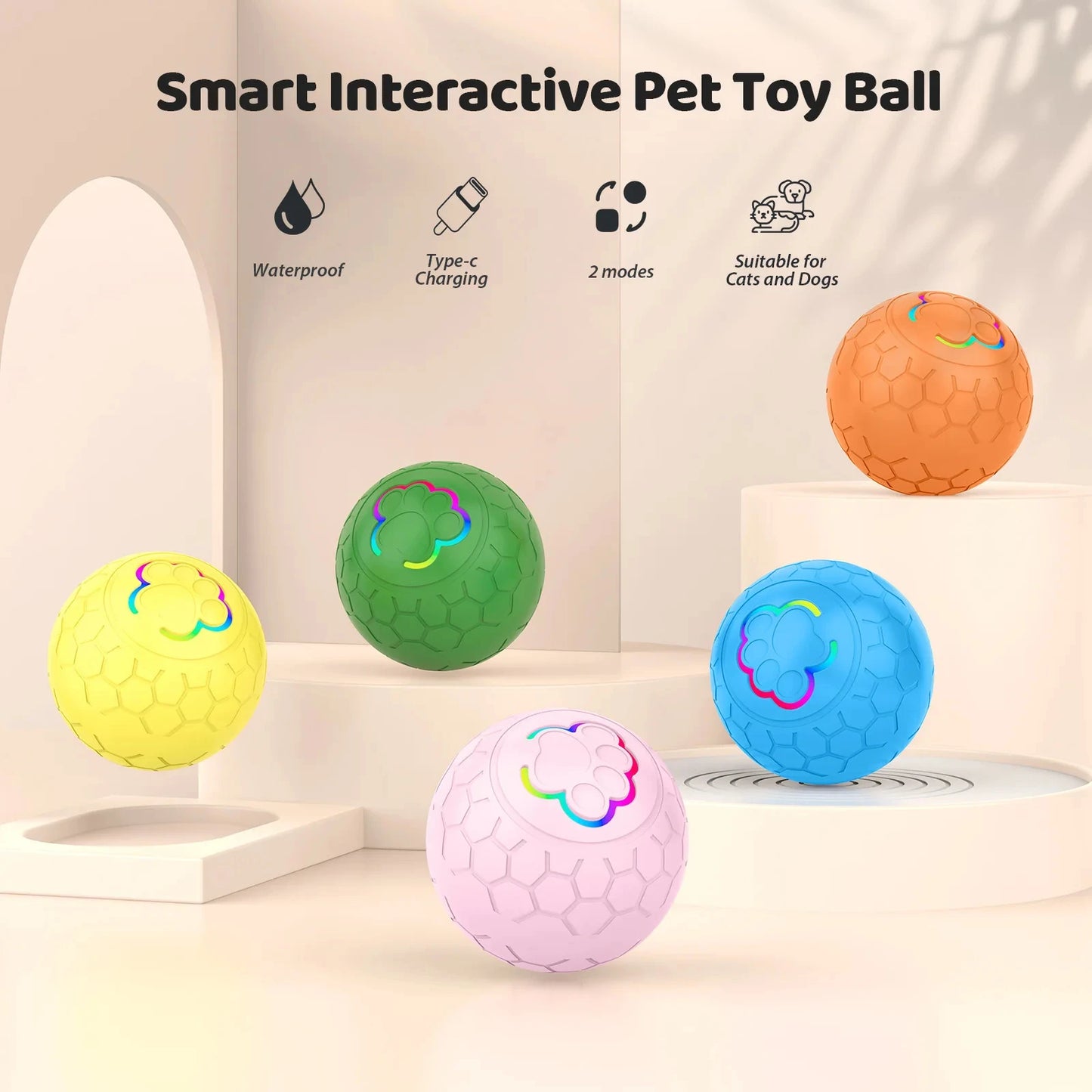 Smart  Toy Balldog ball automaticPet Toy Ball USB Automatic Bouncing Rolling Toy Ball With RGB Lights Puppy Cat Product